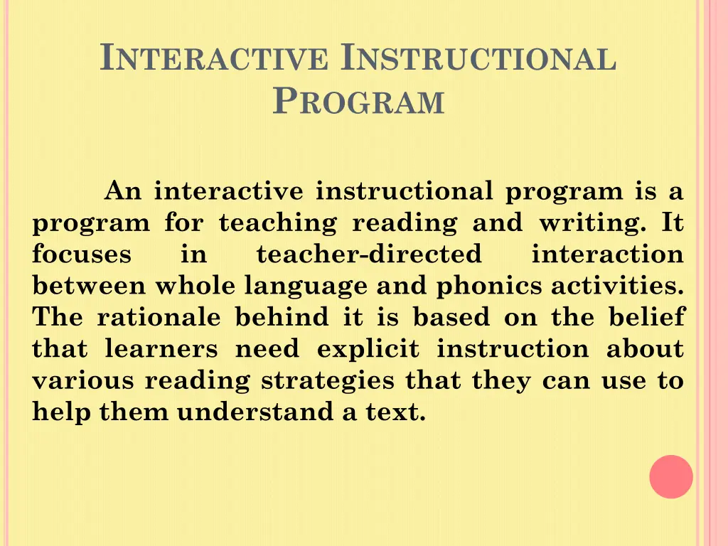 i nteractive i nstructional p rogram