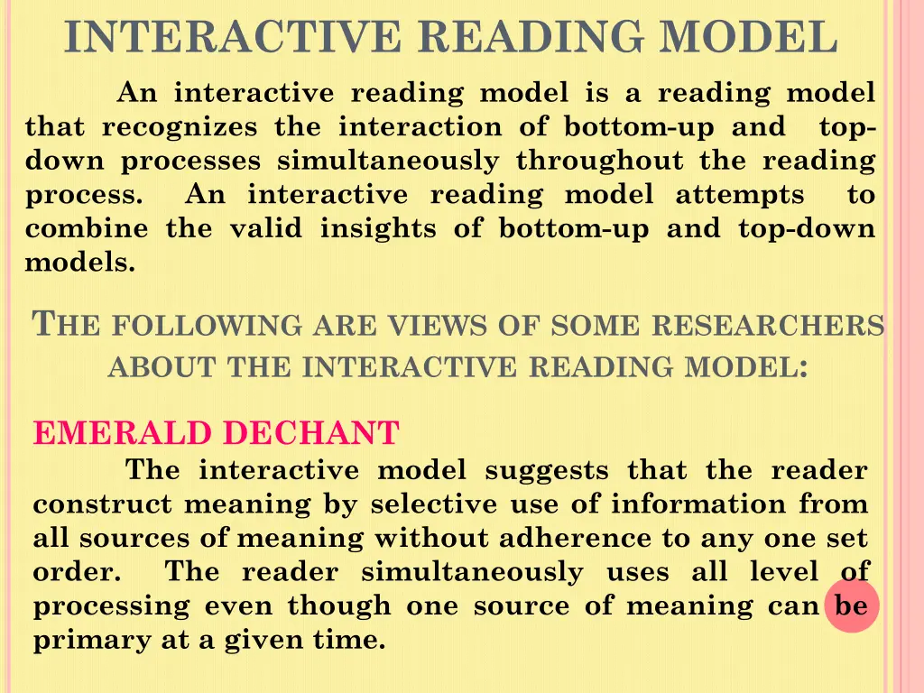 interactive reading model an interactive reading