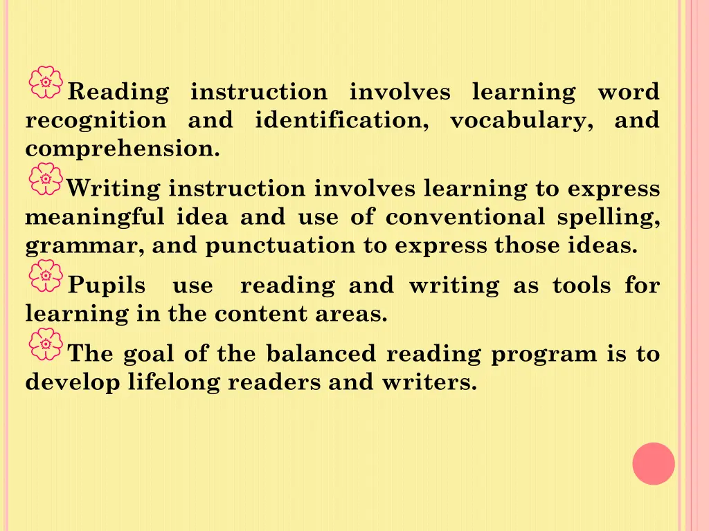 reading instruction involves learning word