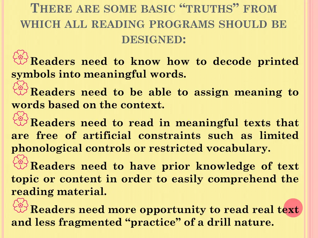 t here are some basic truths from which