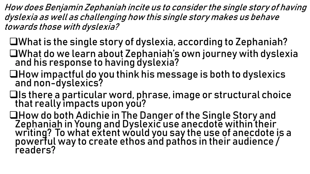 how does benjamin zephaniah incite us to consider 1