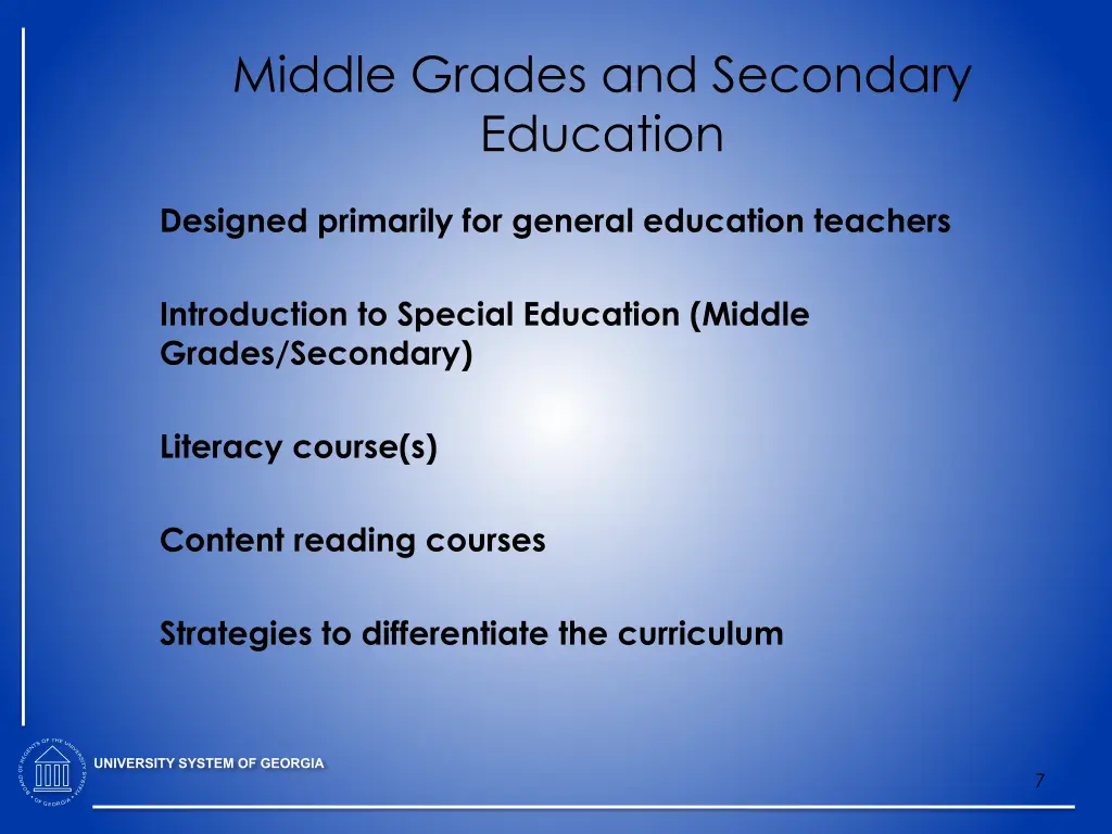 middle grades and secondary education