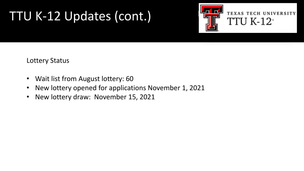 ttu k 12 updates cont