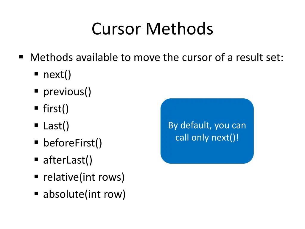 cursor methods