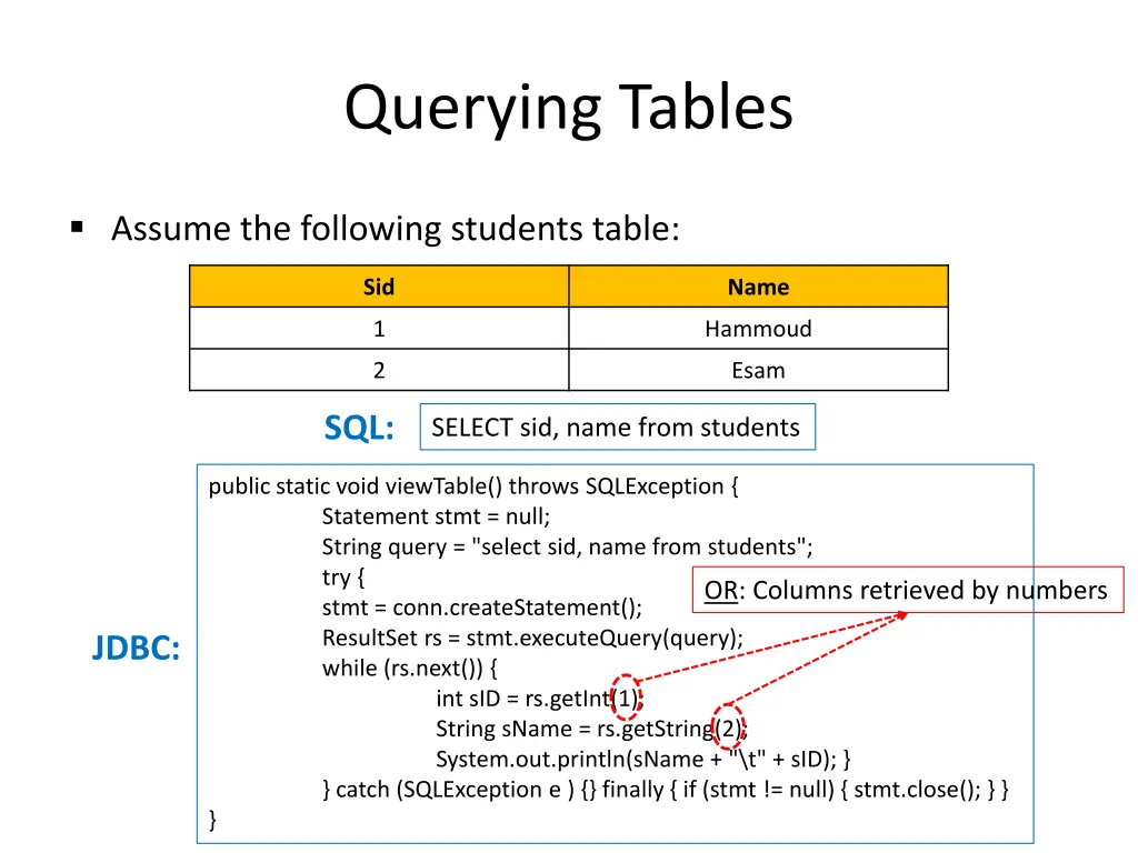 querying tables 1