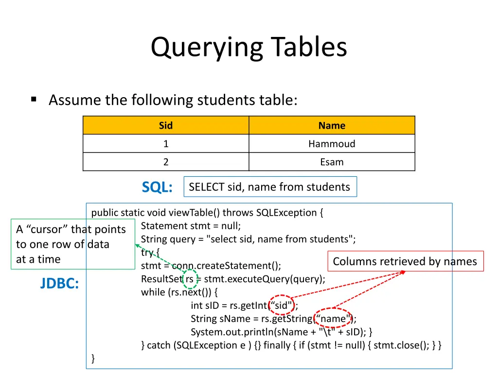 querying tables