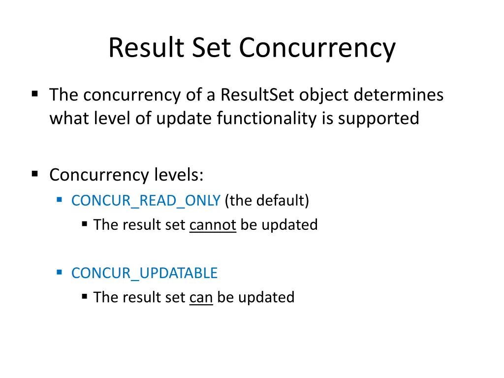 result set concurrency
