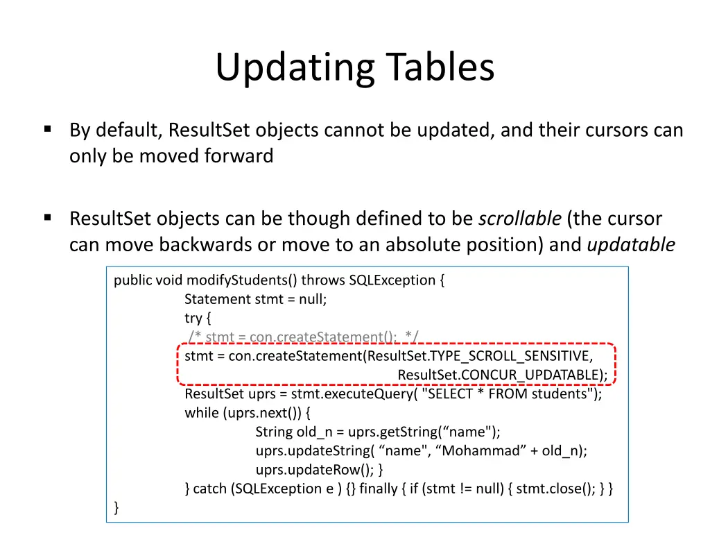 updating tables