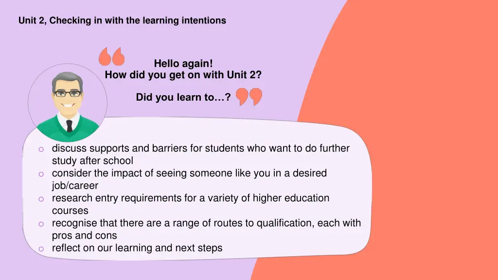 unit 2 checking in with the learning intentions
