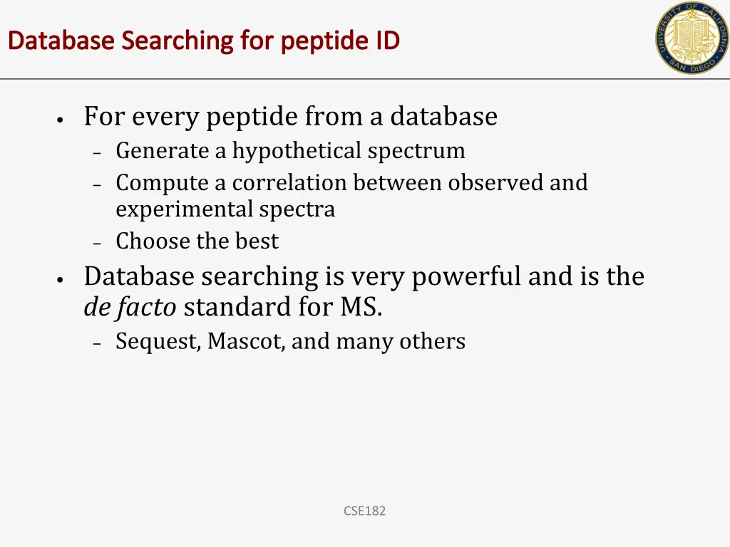 database searching for peptide id