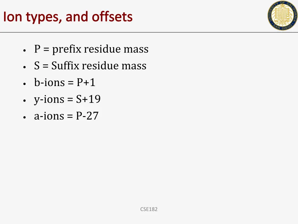 ion types and offsets