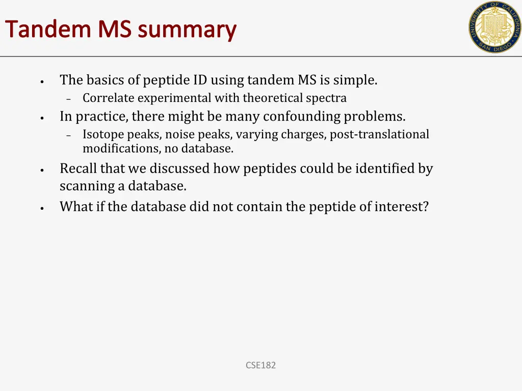 tandem ms summary