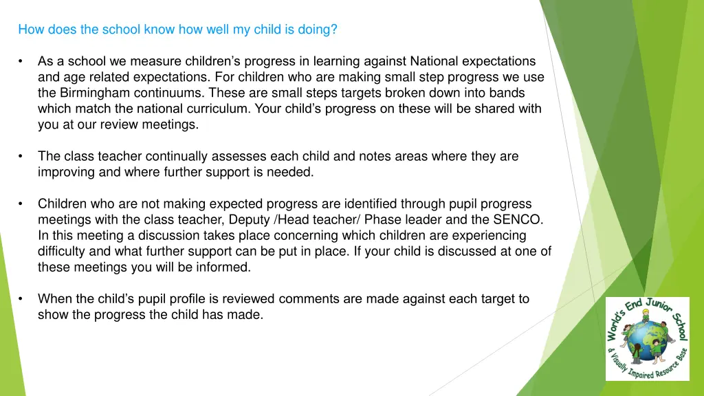 how does the school know how well my child