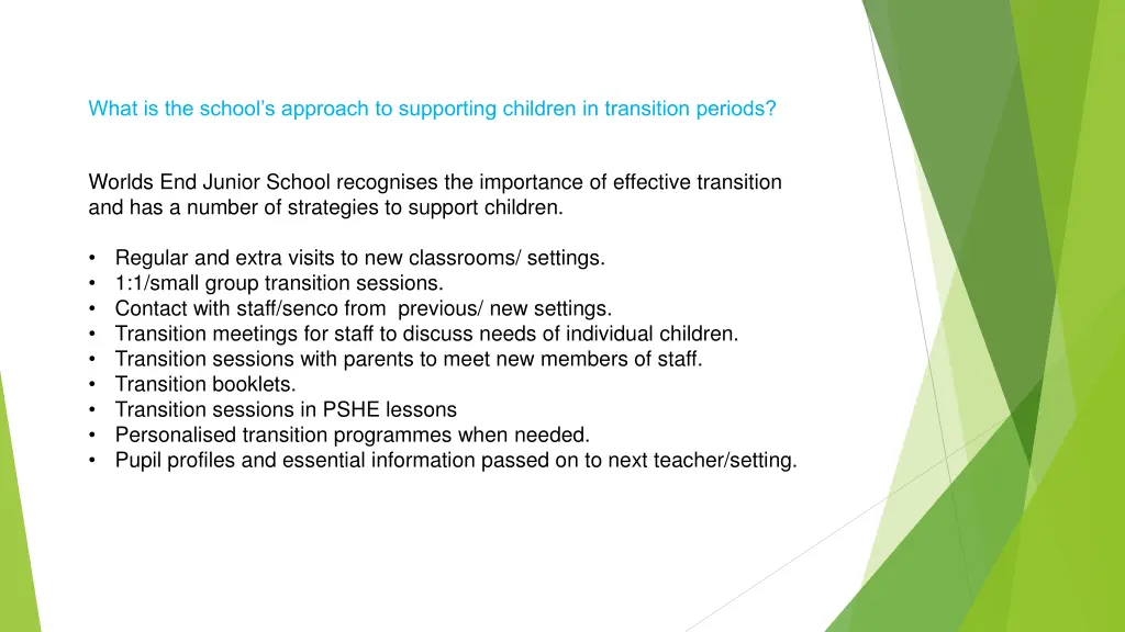 what is the school s approach to supporting