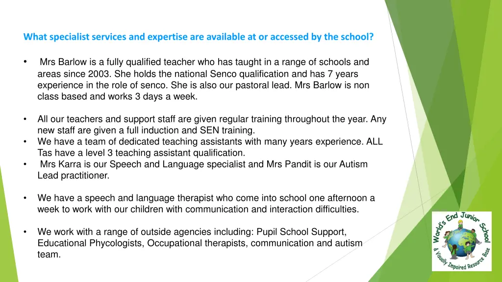what specialist services and expertise