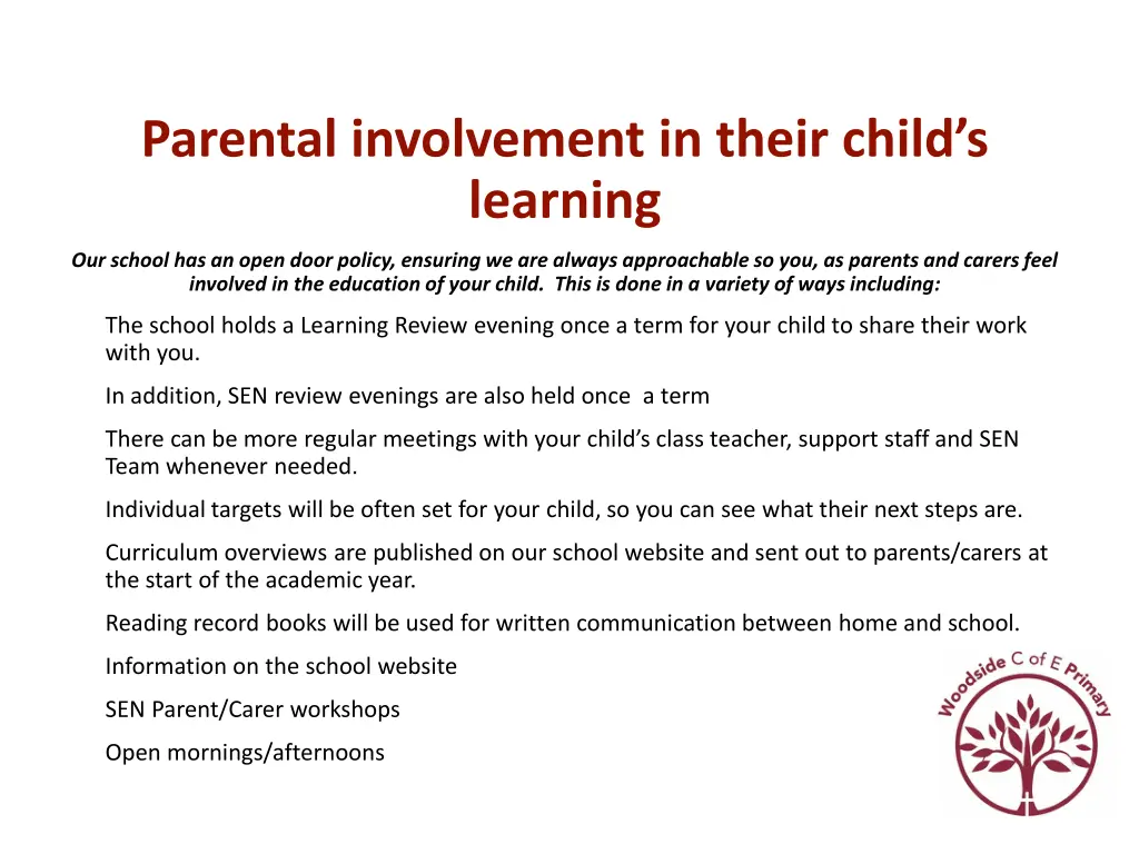 parental involvement in their child s learning