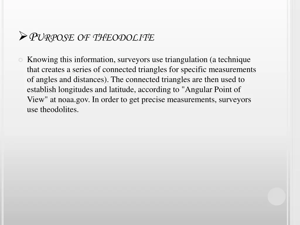 p urpose of theodolite