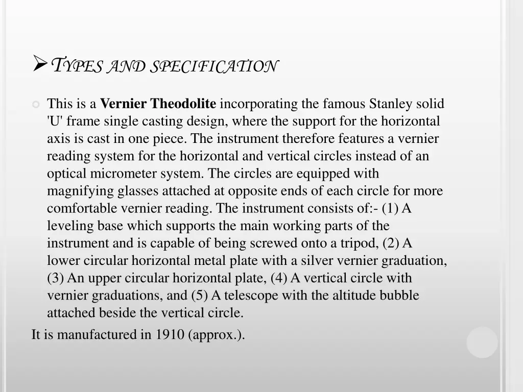 t ypes and specification 2