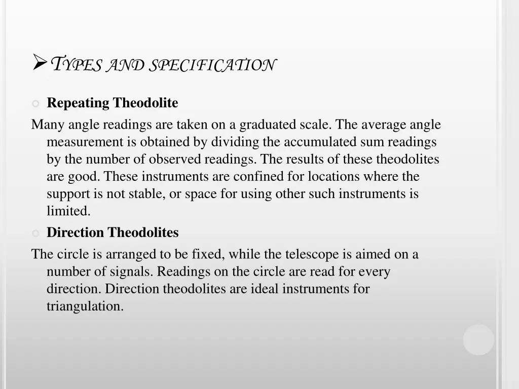t ypes and specification