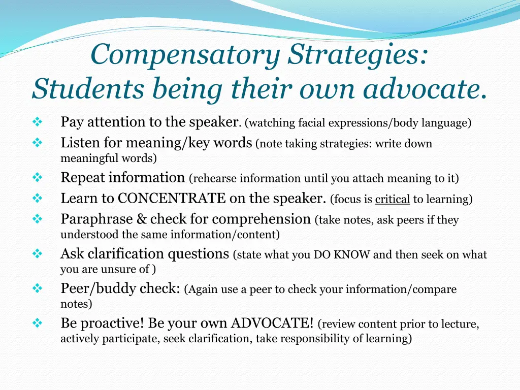 compensatory strategies students being their