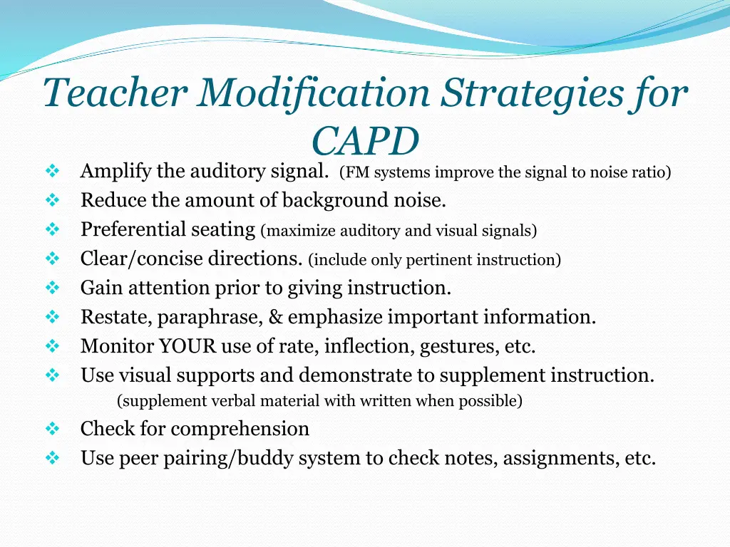 teacher modification strategies for capd amplify