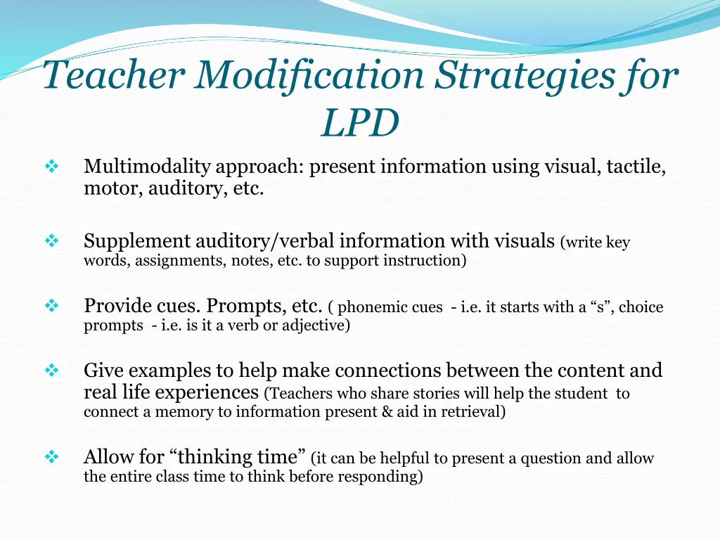 teacher modification strategies