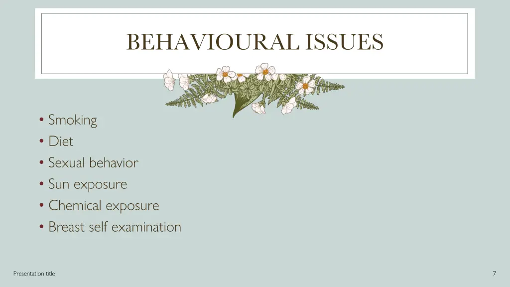 behavioural issues