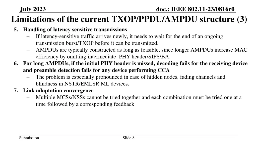 july 2023 limitations of the current txop ppdu 2