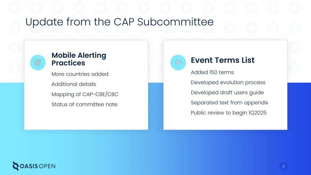 update from the cap subcommittee