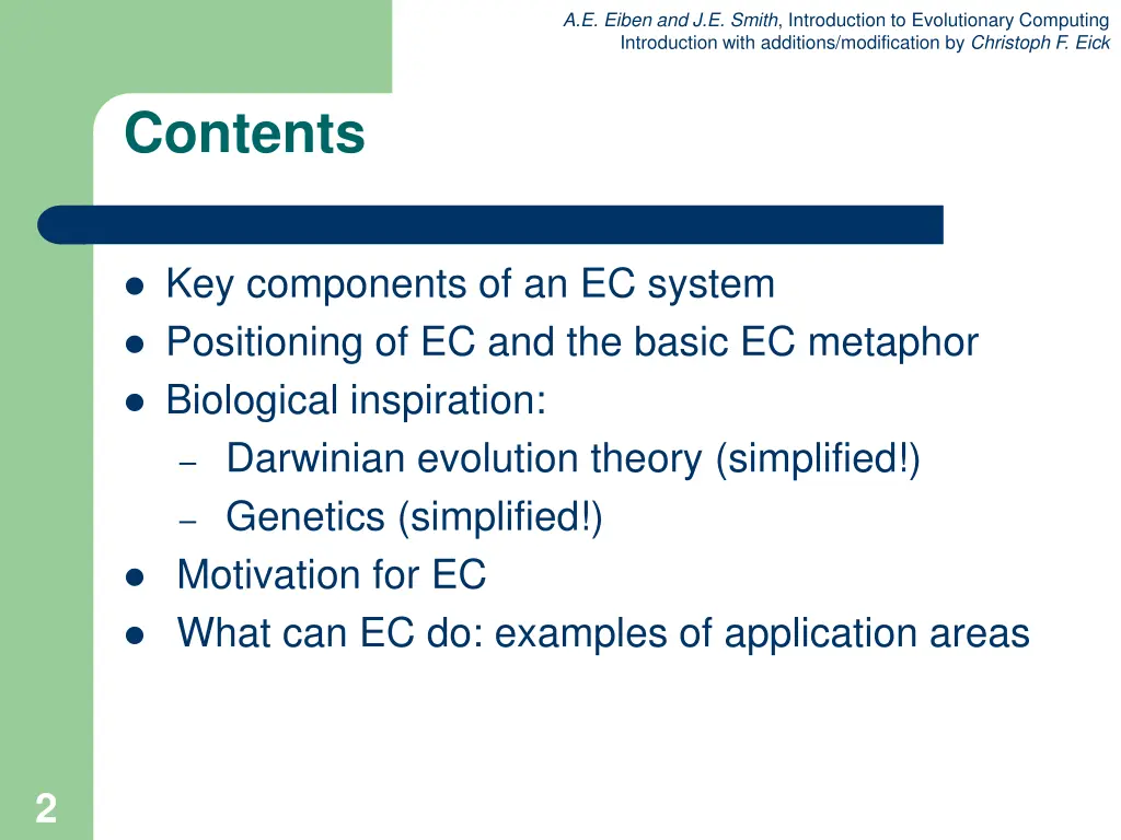 a e eiben and j e smith introduction