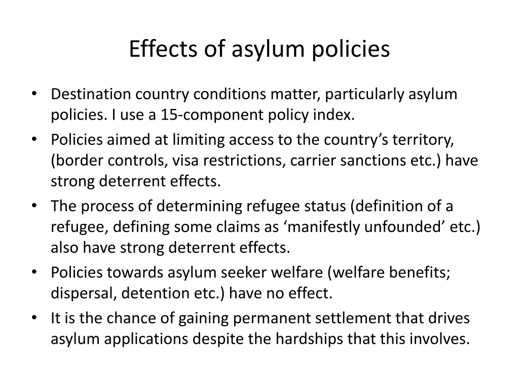 effects of asylum policies