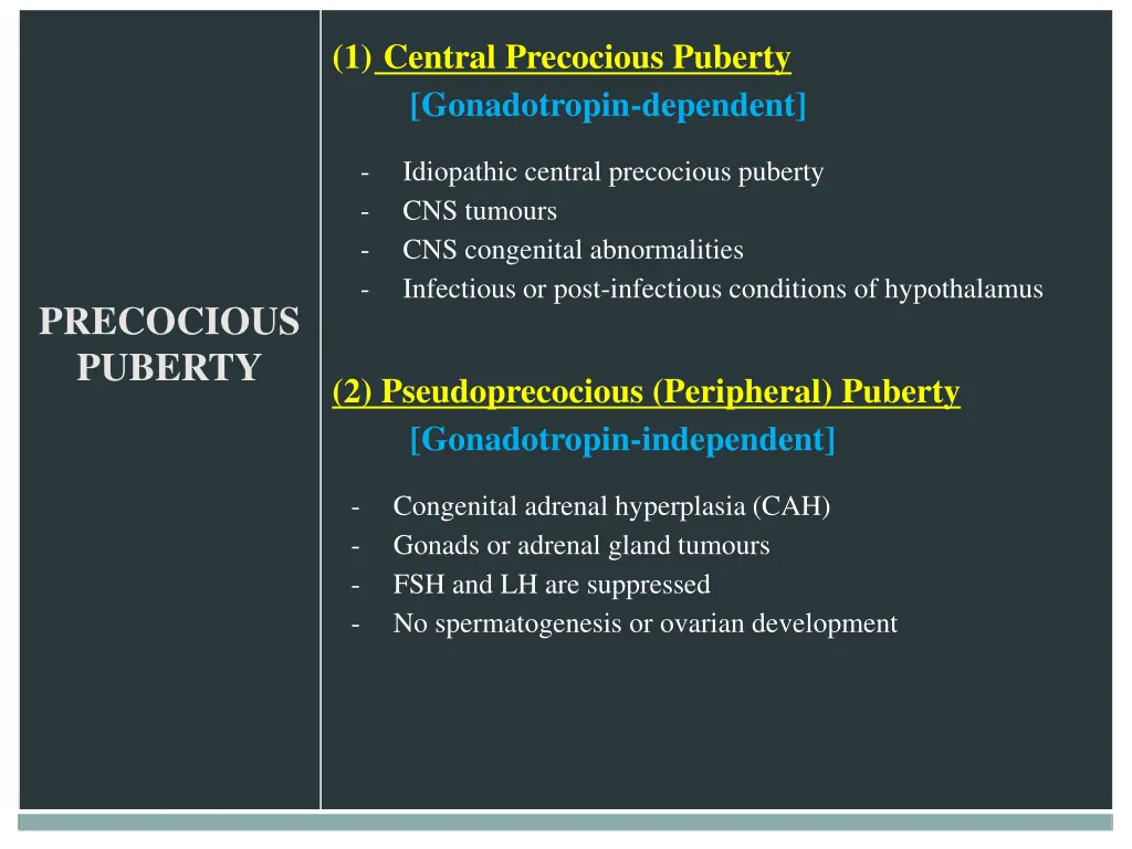 1 central precocious puberty gonadotropin