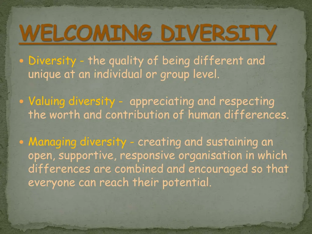 welcoming diversity