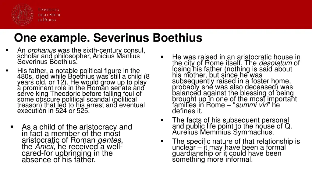 one example severinus boethius an orphanus