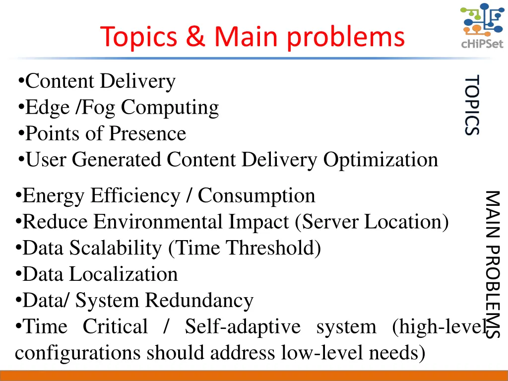topics main problems