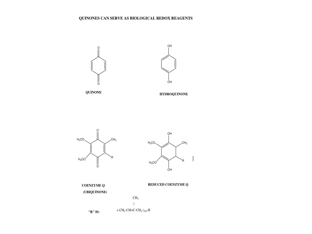 quinones can serve as biological redox reagents