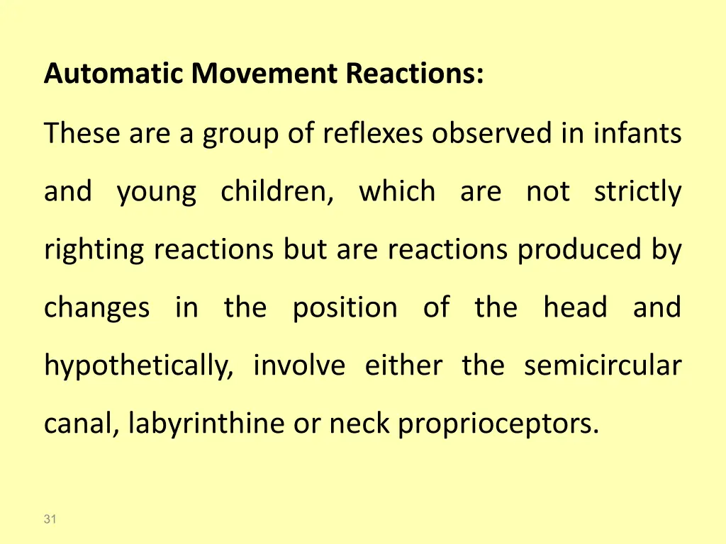 automatic movement reactions