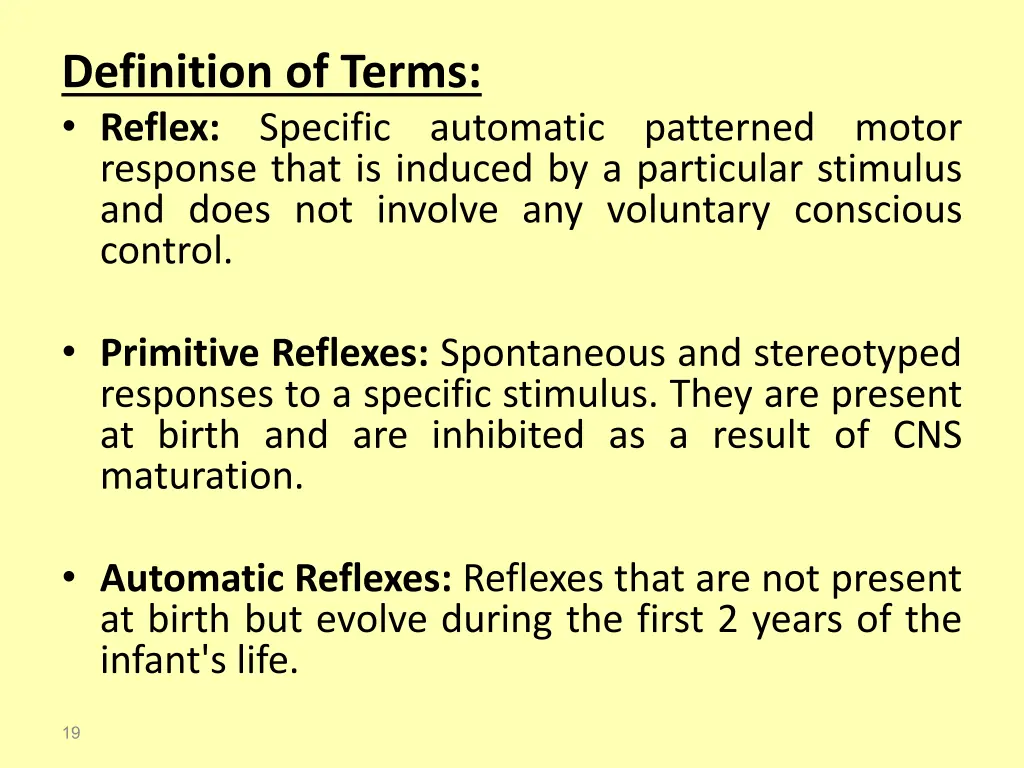 definition of terms reflex specific response that