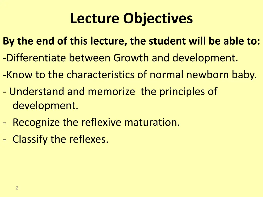 lecture objectives