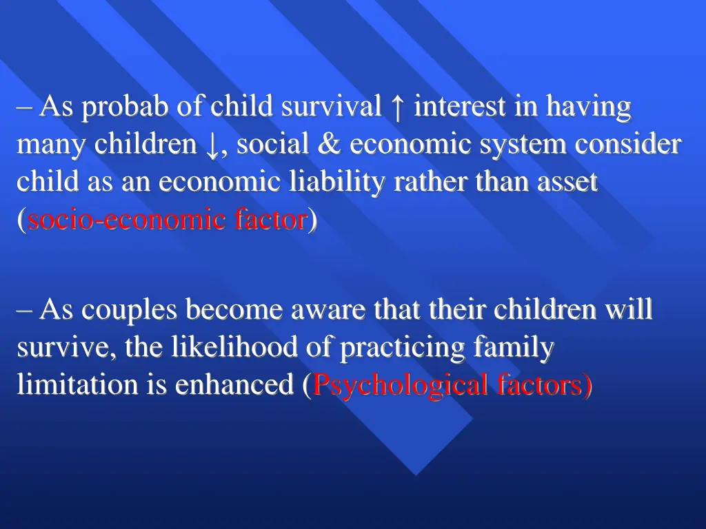 as probab of child survival interest in having