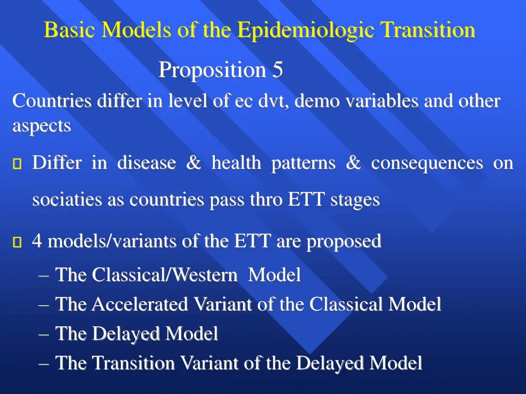 basic models of the epidemiologic transition