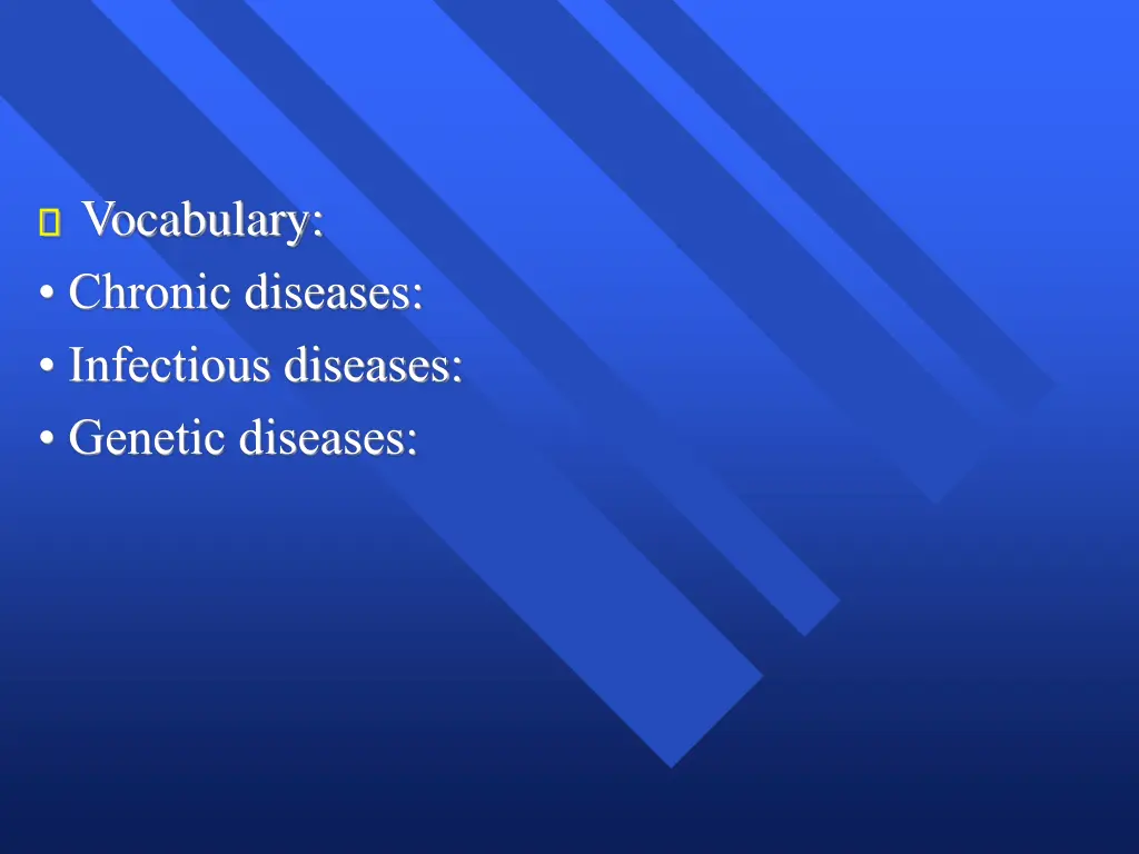 vocabulary chronic diseases infectious diseases