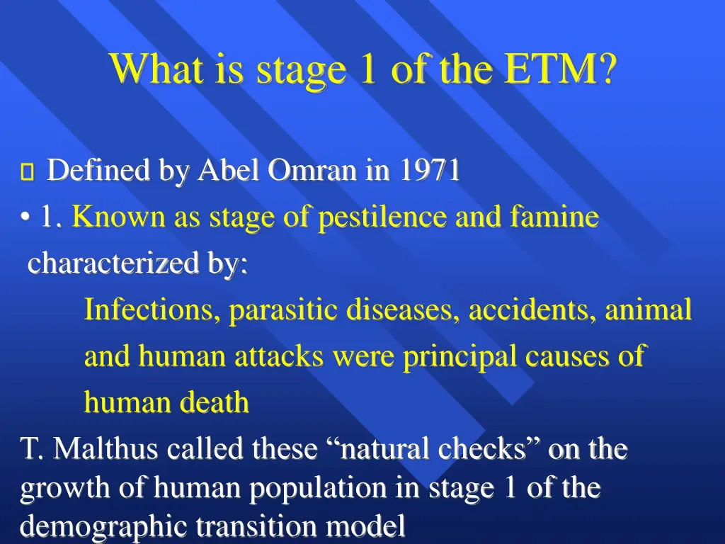 what is stage 1 of the etm