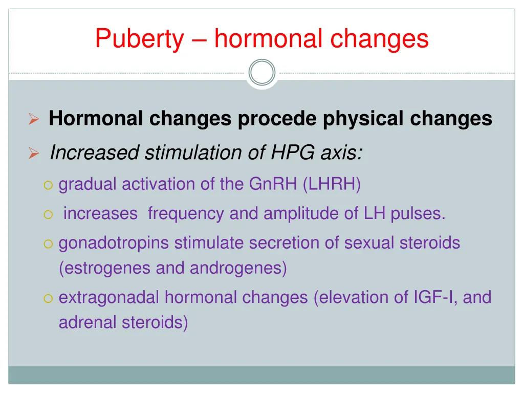 puberty hormonal changes