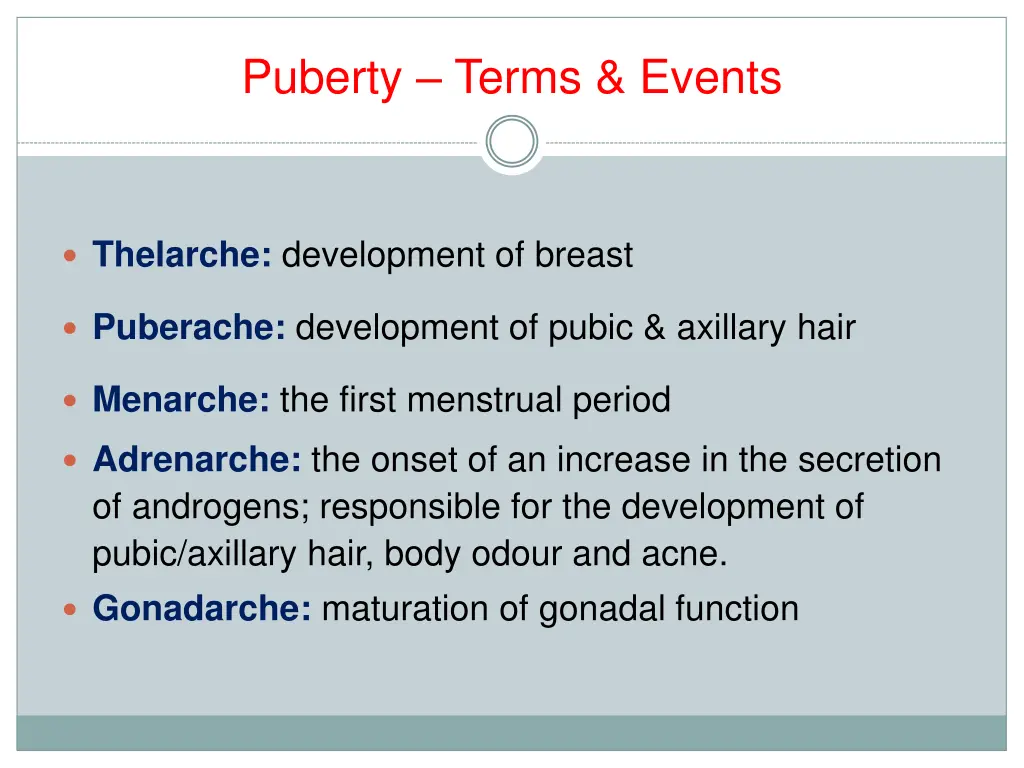 puberty terms events