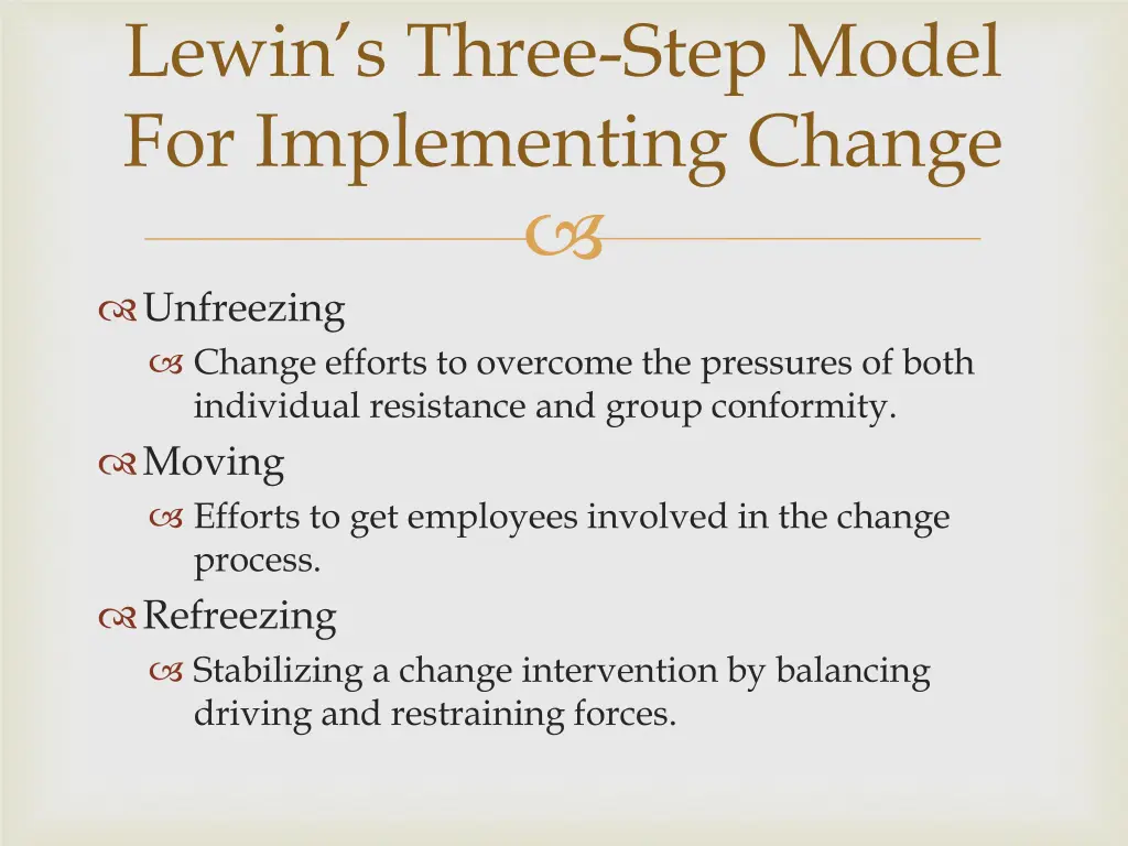 lewin s three step model for implementing change