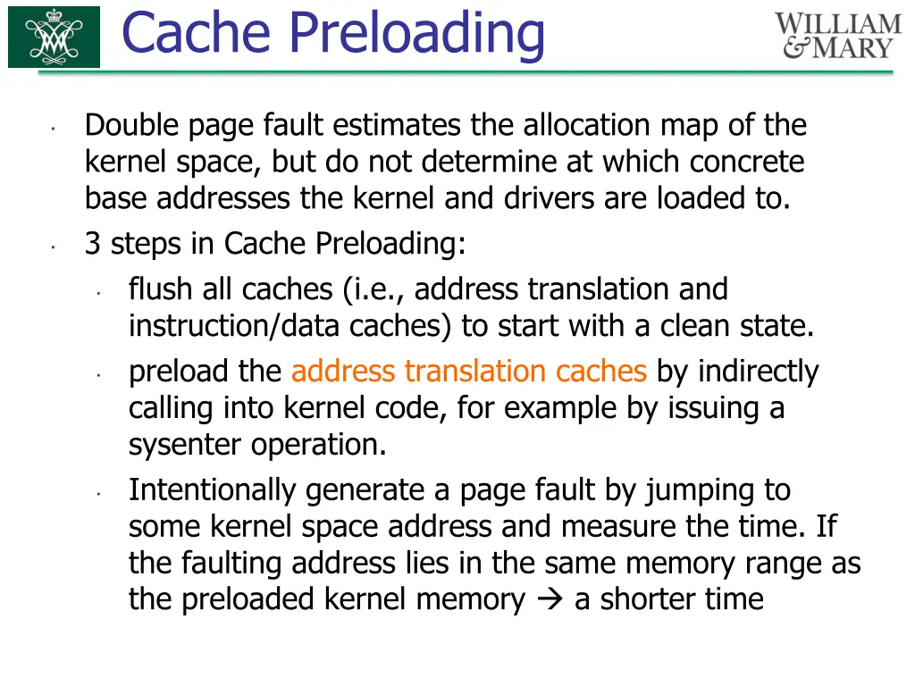 cache preloading