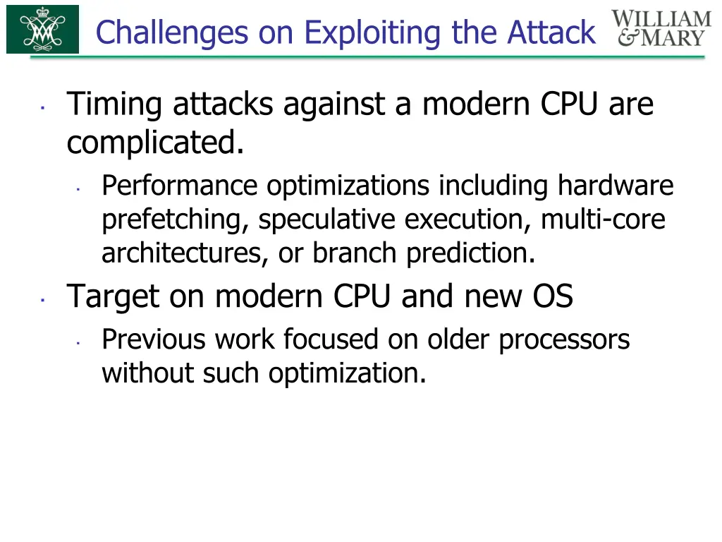 challenges on exploiting the attack