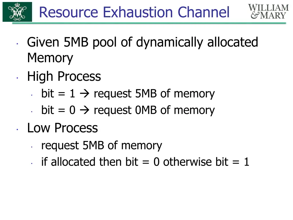 resource exhaustion channel