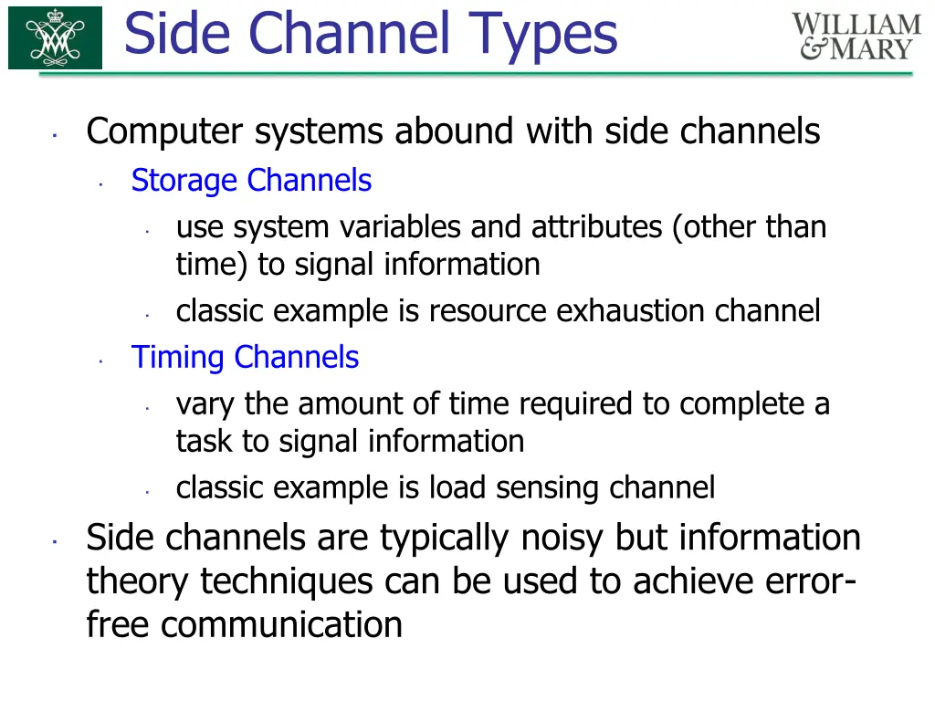 side channel types
